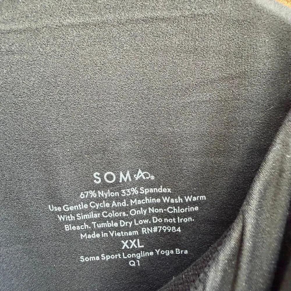 SOMA Sport Longline Yoga Sports Bra black Wireless Women’s XXL NEW